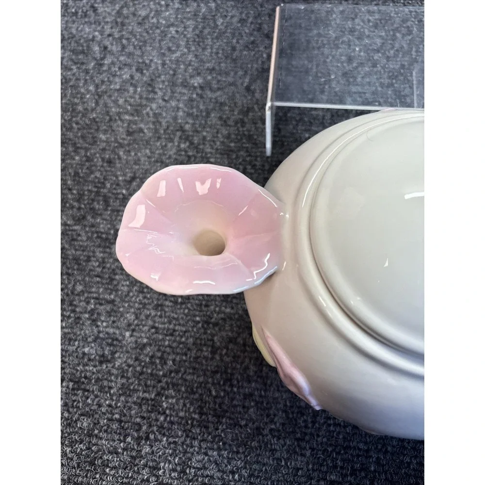 Vtg~Teleflora Pink Morning Glory Teapot~4 Cups~Ceramic
